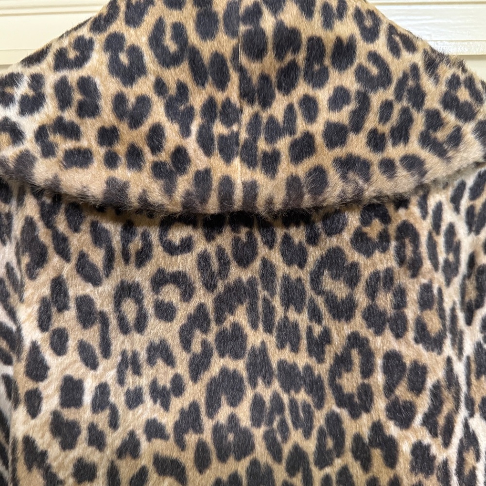 Leopard Print Faux Fur Women's Coat - Brown/Black - Picture 5 of 11